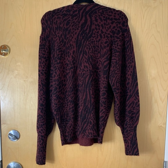REVOLVE Rails Genevieve Wool Cashmere Burgundy Print Sweater - Picture 5 of 13